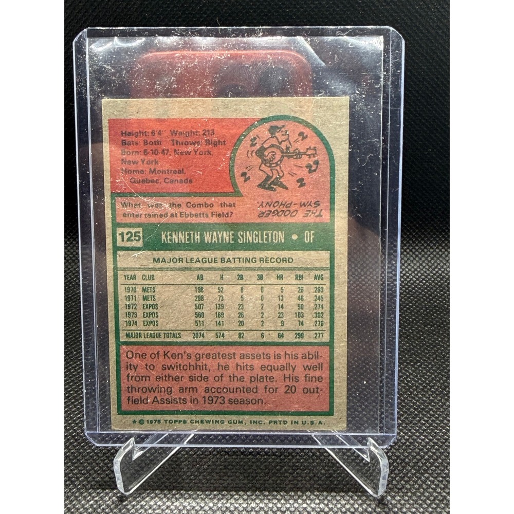 1975 Topps Ken Singleton 125 Montreal Expos Baseball Card EX - Picture 3 of 3